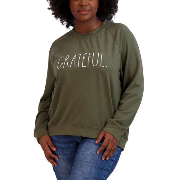 COPY - Women's "GRATEFUL" Rae Dunn Plus Size Studio Raglan Sweatshirt New In Pa… - Picture 1 of 5